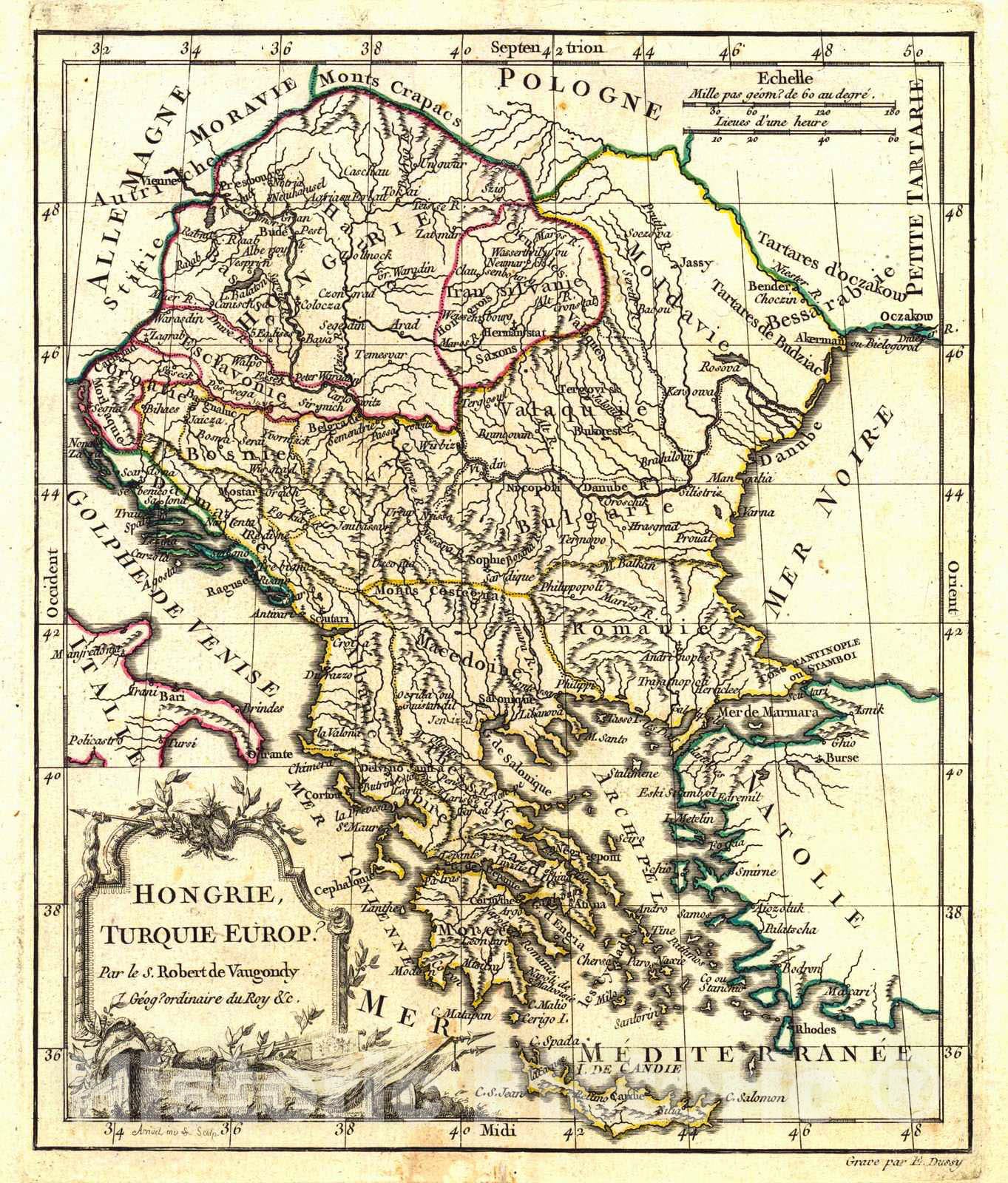 Historic Map : 1778 Hongrie, Turquie Europ. : Vintage Wall Art