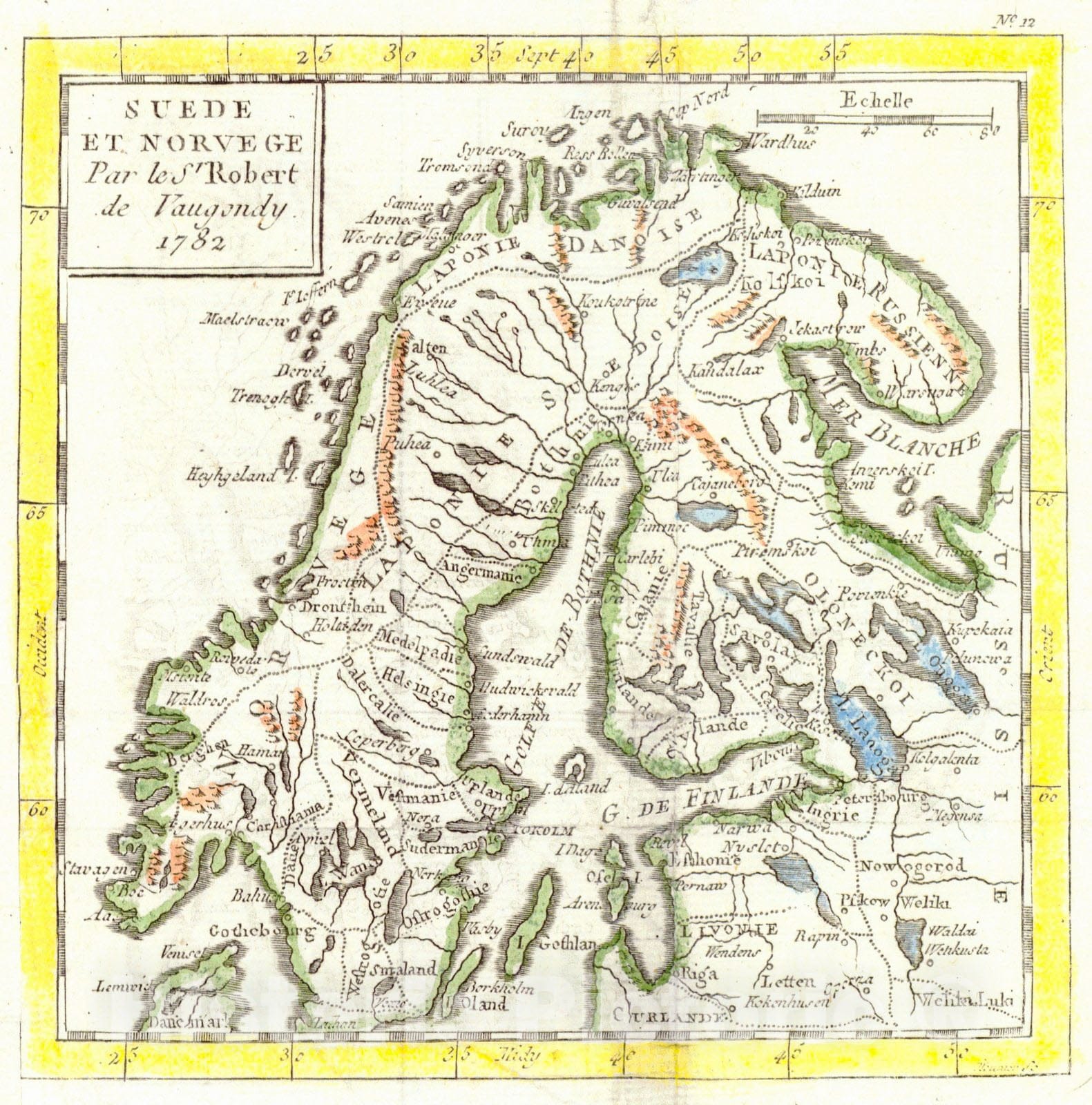 Historic Map : 1782 Suede et Norwege : Vintage Wall Art