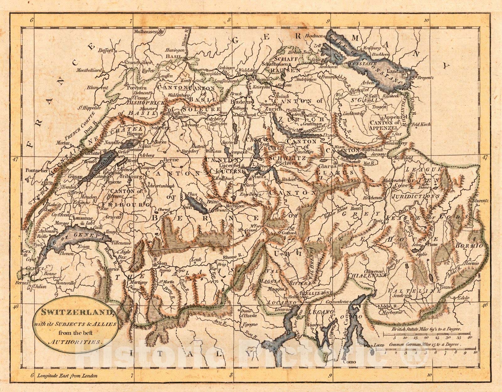 Historic Map : 1789 Switzerland, with its Subjects & Allies from the best Authorities : Vintage Wall Art
