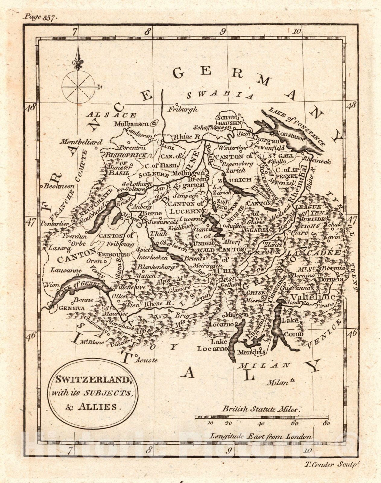 Historic Map : 1790 Switzerland, with its Subjects & Allies : Vintage Wall Art