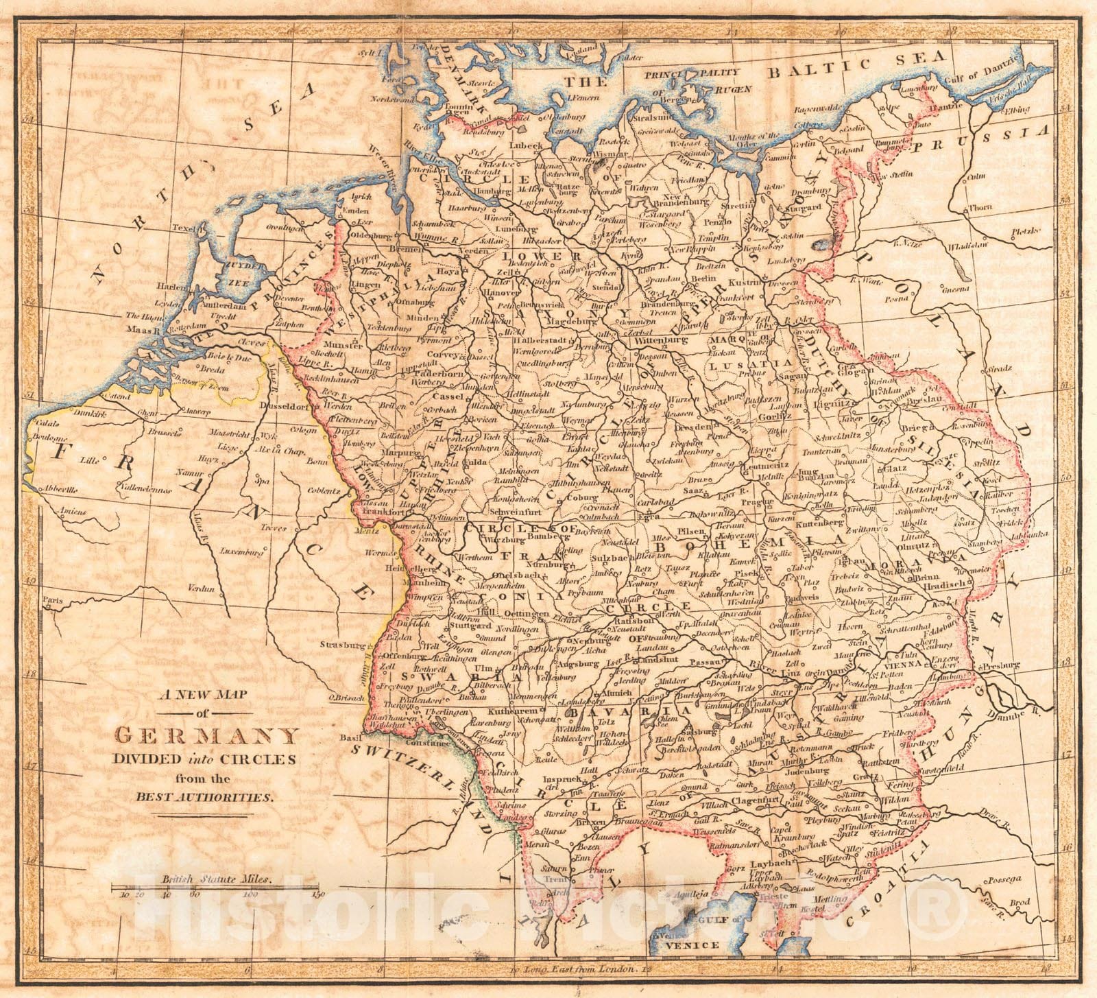 Historic Map : 1795 A New Map of Germany Divided into Circles from the Best Authorities  : Vintage Wall Art