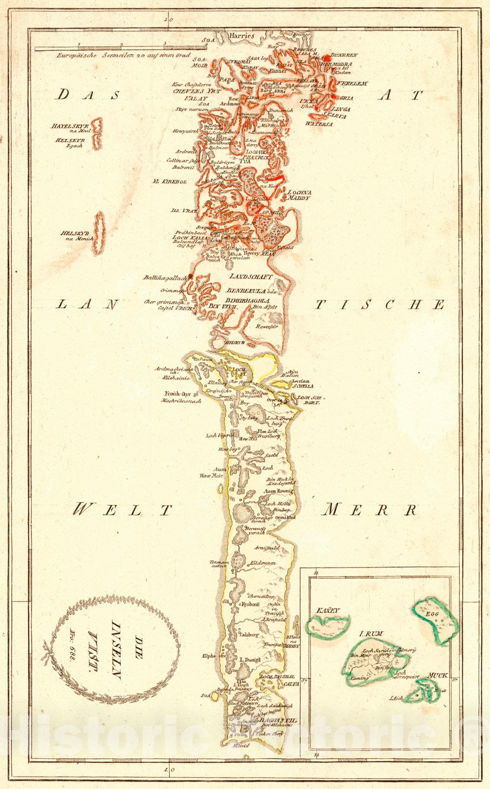 Historic Map : 1797 Die Inseln Vist Nro. 688 : Vintage Wall Art