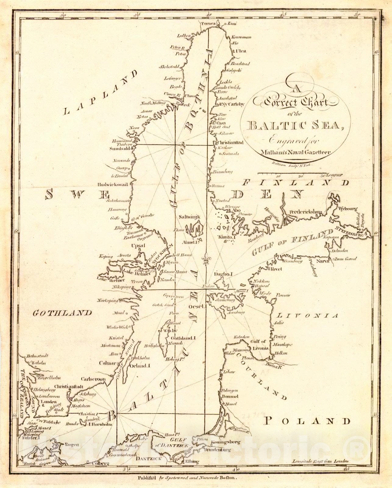 Historic Map : 1797 A Correct Chart of the Baltic Sea  : Vintage Wall Art