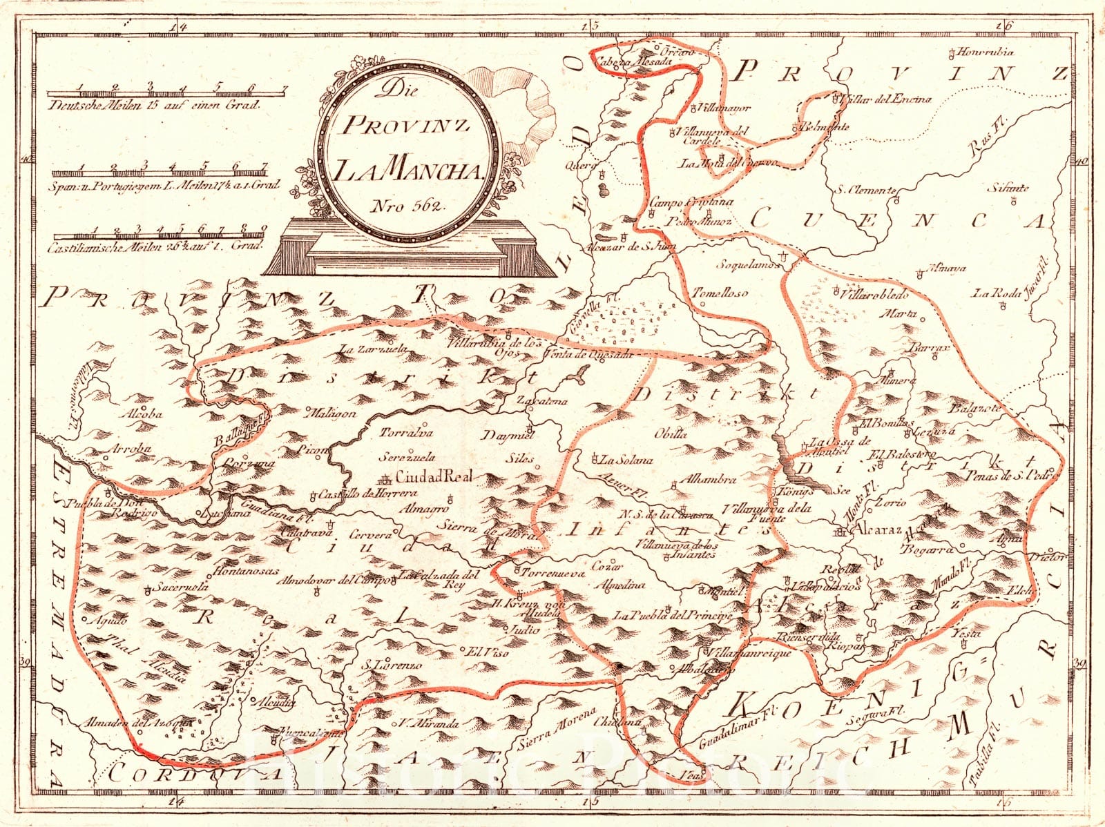 Historic Map : 1797 Die Provinz La Mancha : Vintage Wall Art