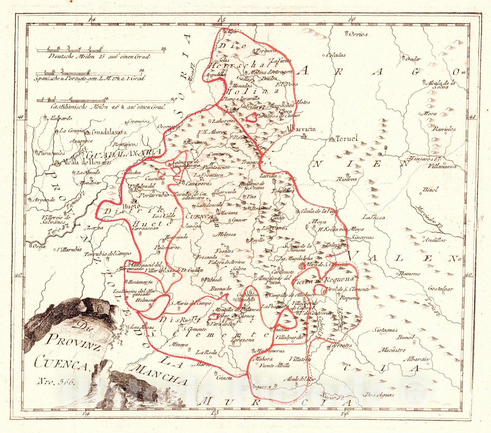 Historic Map : 1797 Die Provinz Cuenca : Vintage Wall Art