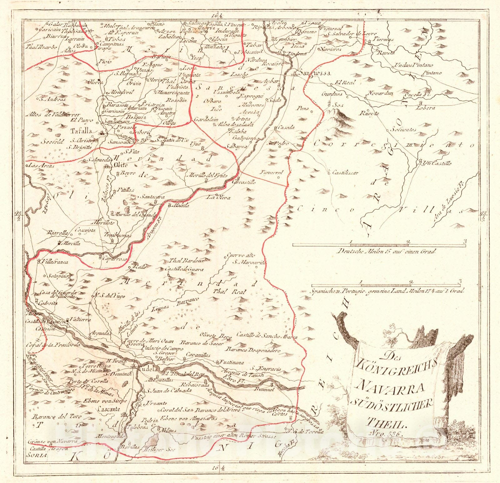Historic Map : 1797 Des KOnigreichs Navarra S&uuml;dOstlicher Theil  : Vintage Wall Art
