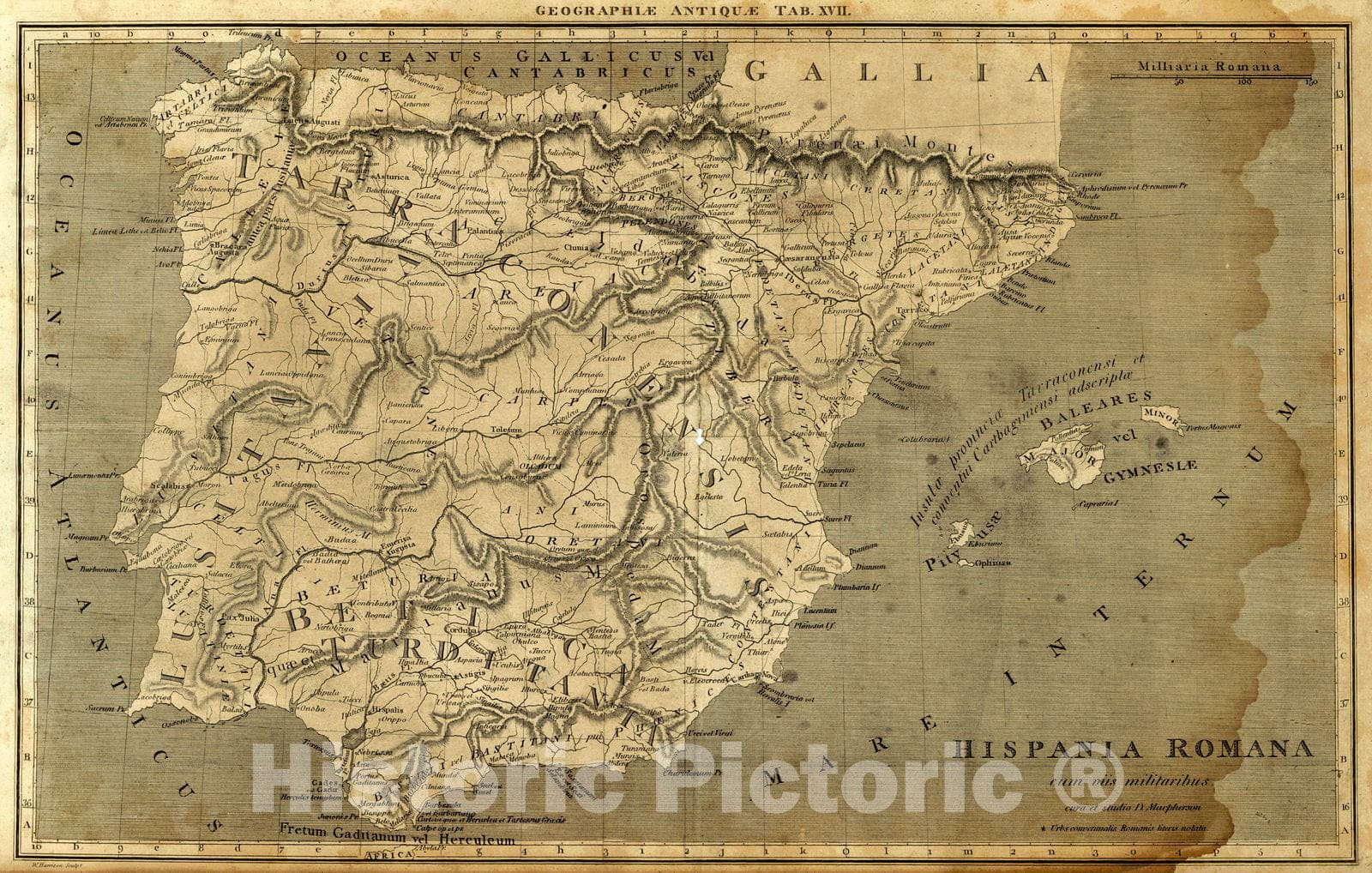 Historic Map : 1806 Hispania Romana cum ous militaribus : Vintage Wall Art