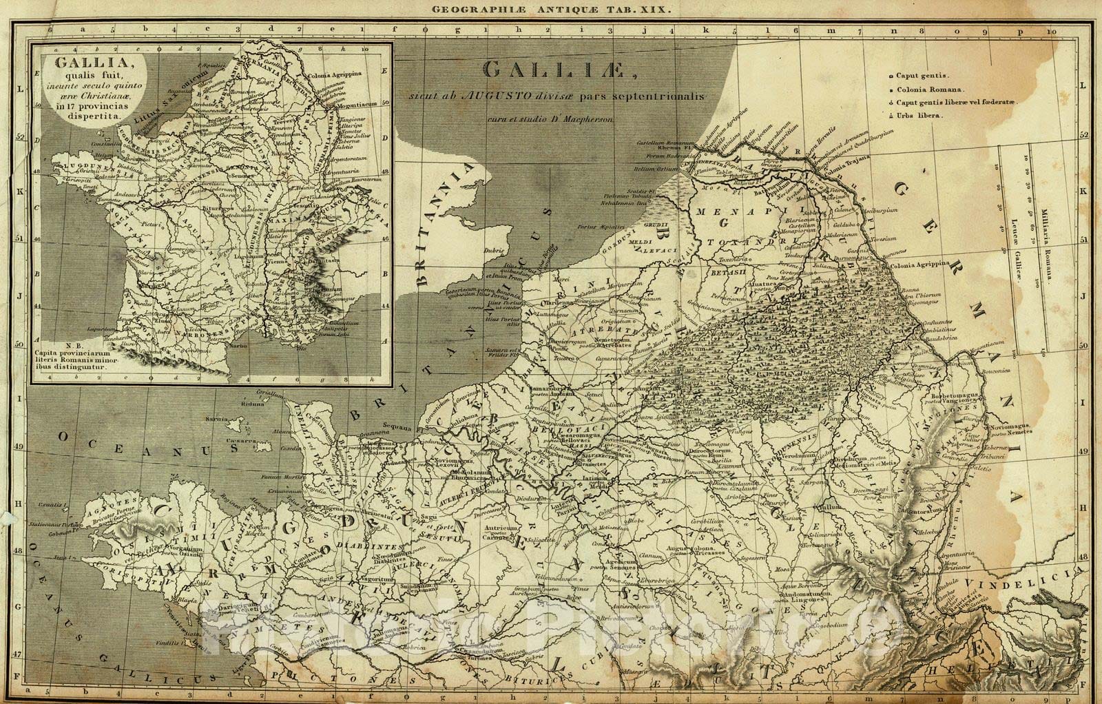 Historic Map : 1806 Galliae sicut ab Augusto divisae pars septentrionalis  : Vintage Wall Art