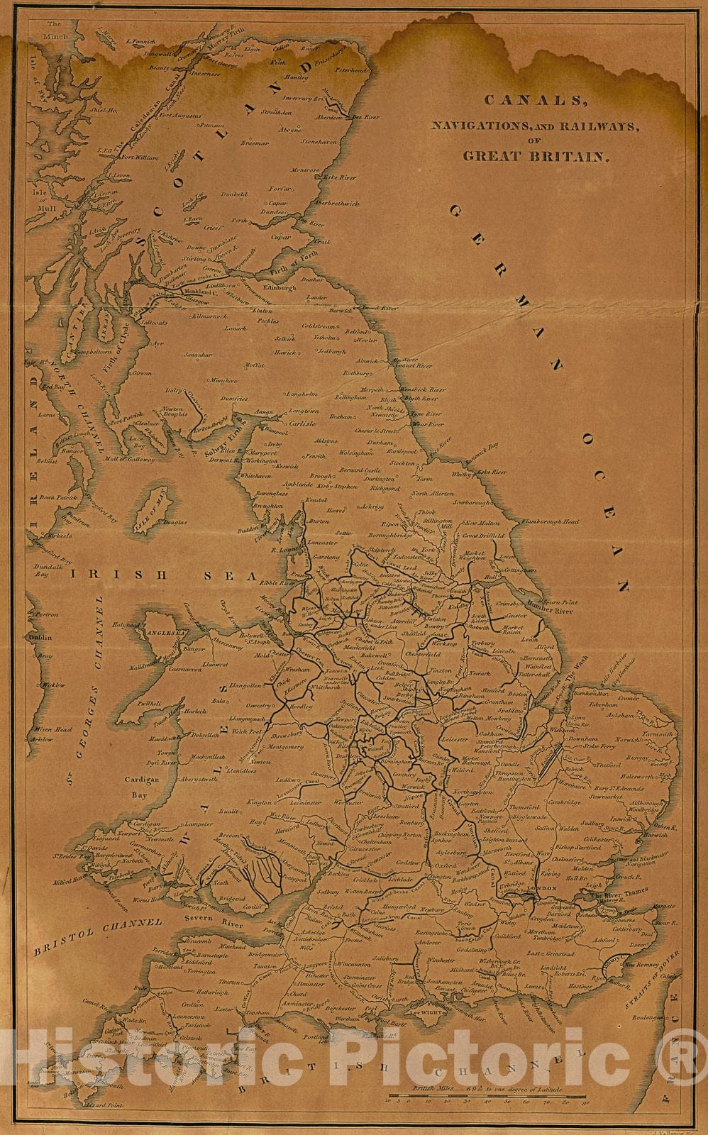 Historic Map : 1806 Canals, Navigations and Railways of Great Britain : Vintage Wall Art