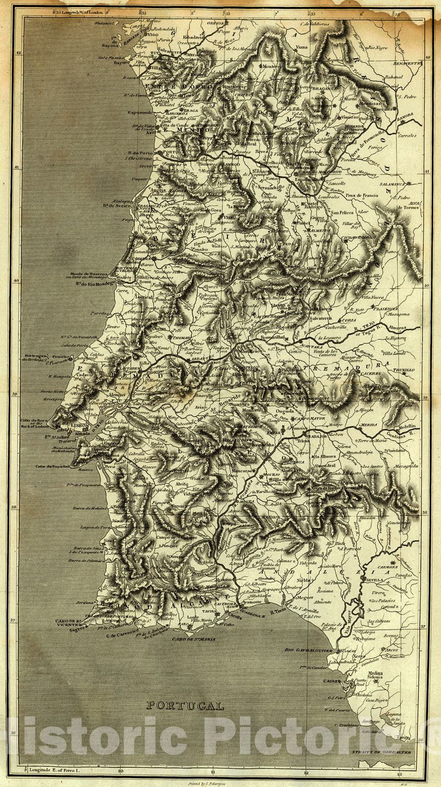 Historic Map : 1806 Portugal : Vintage Wall Art