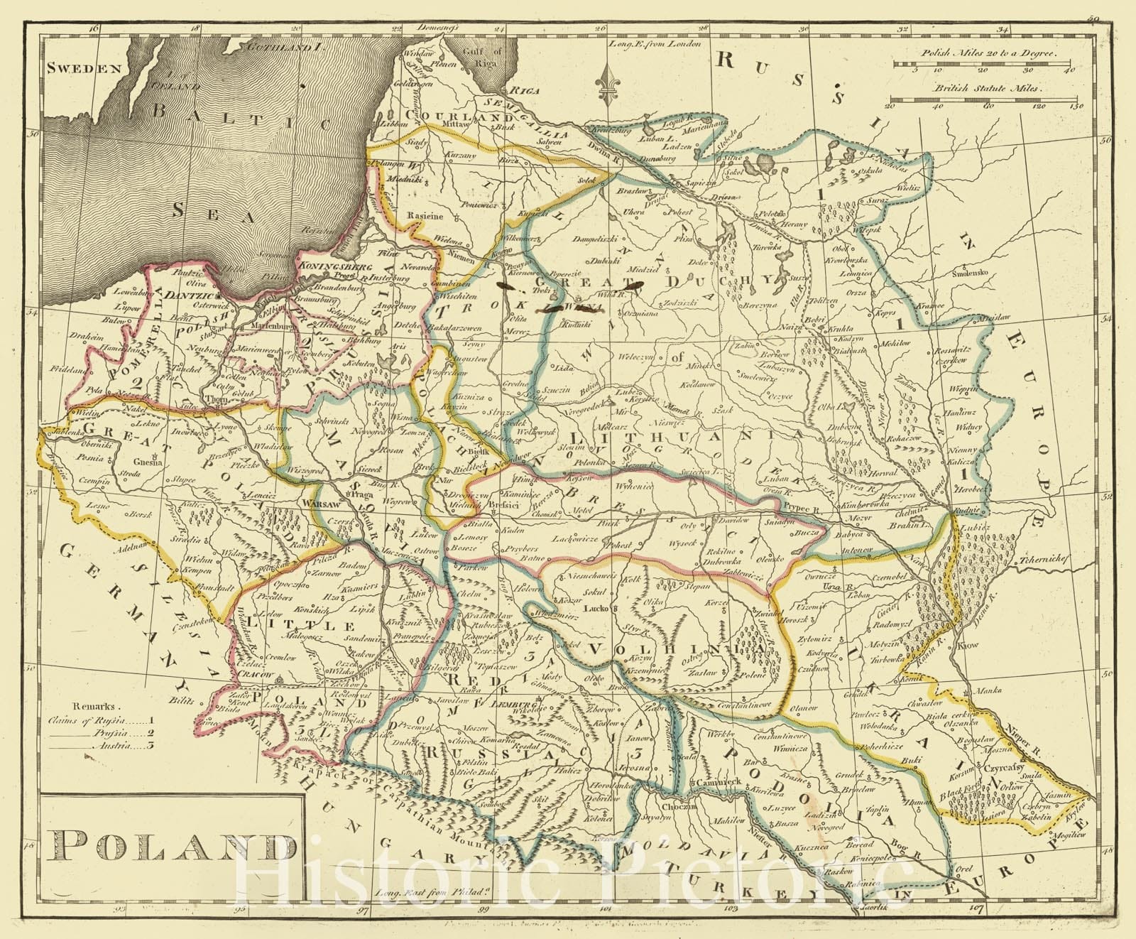 Historic Map : 1814 Poland : Vintage Wall Art