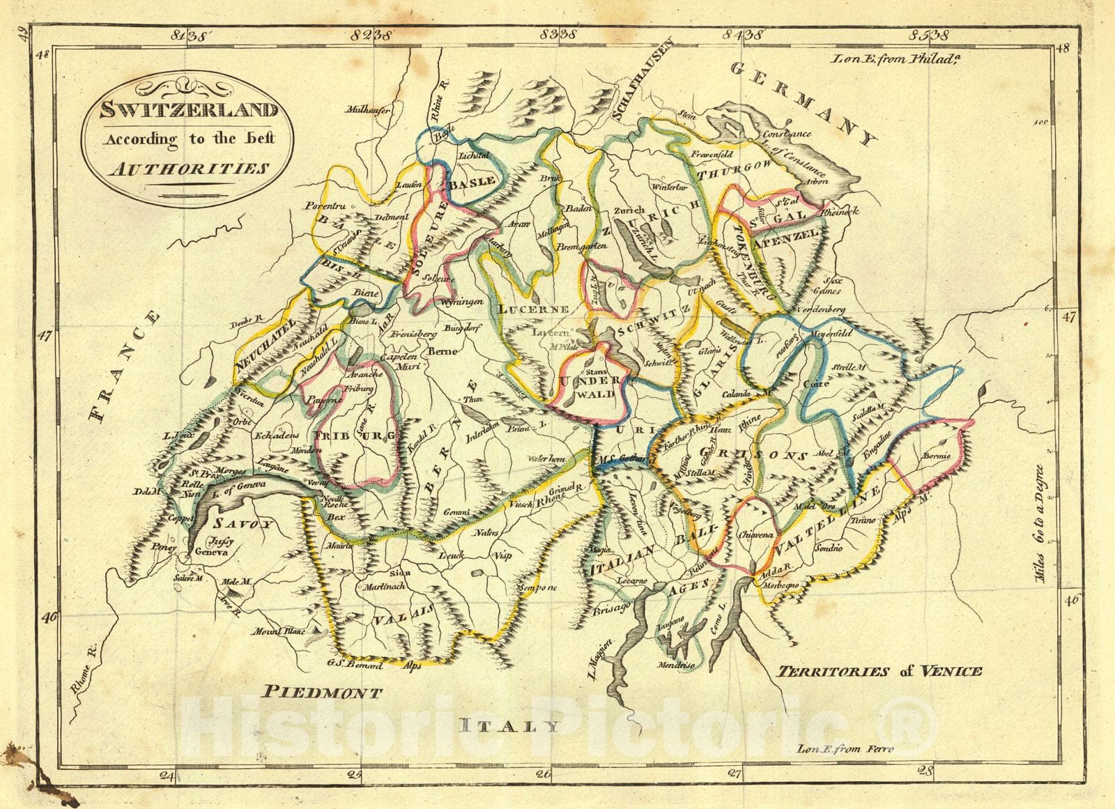 Historic Map : 1814 Switzerland according to the best authorities  : Vintage Wall Art