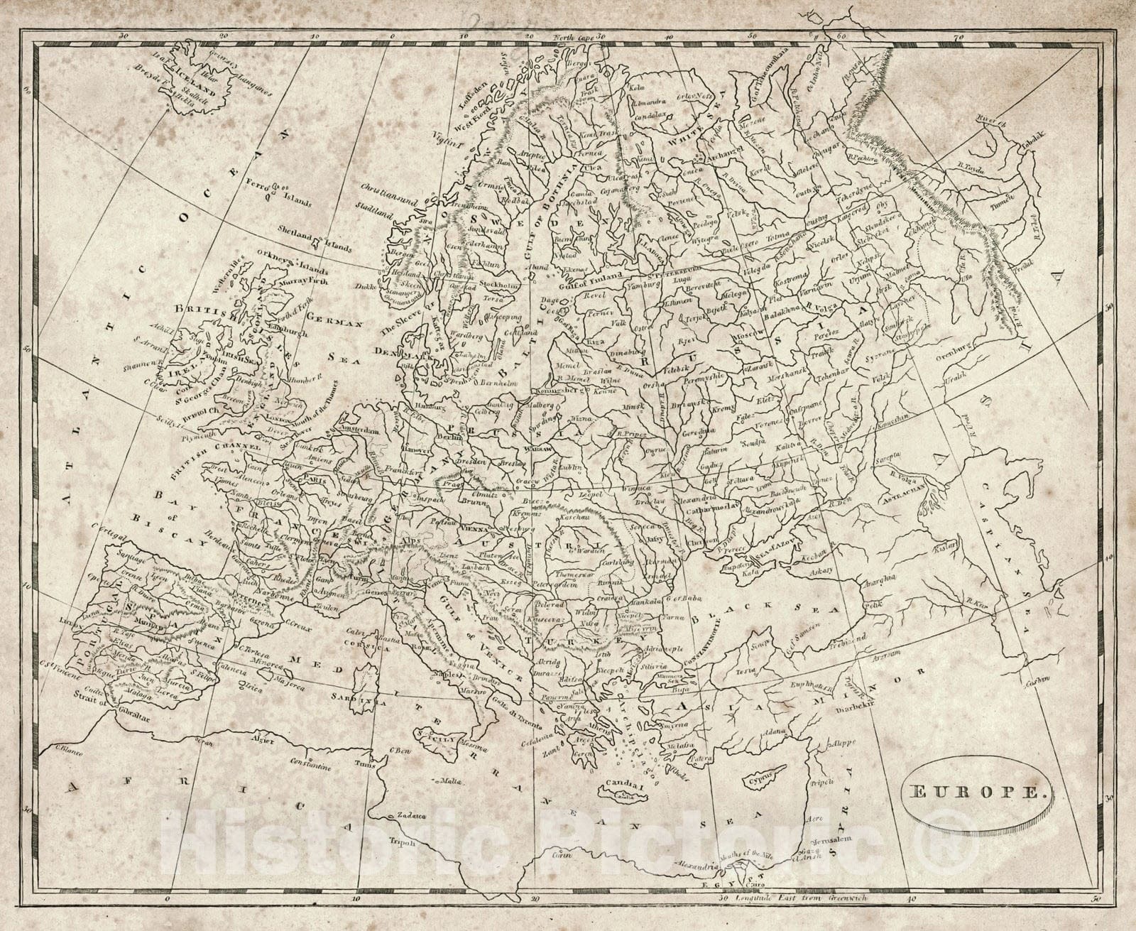 Historic Map : 1819 Europe : Vintage Wall Art