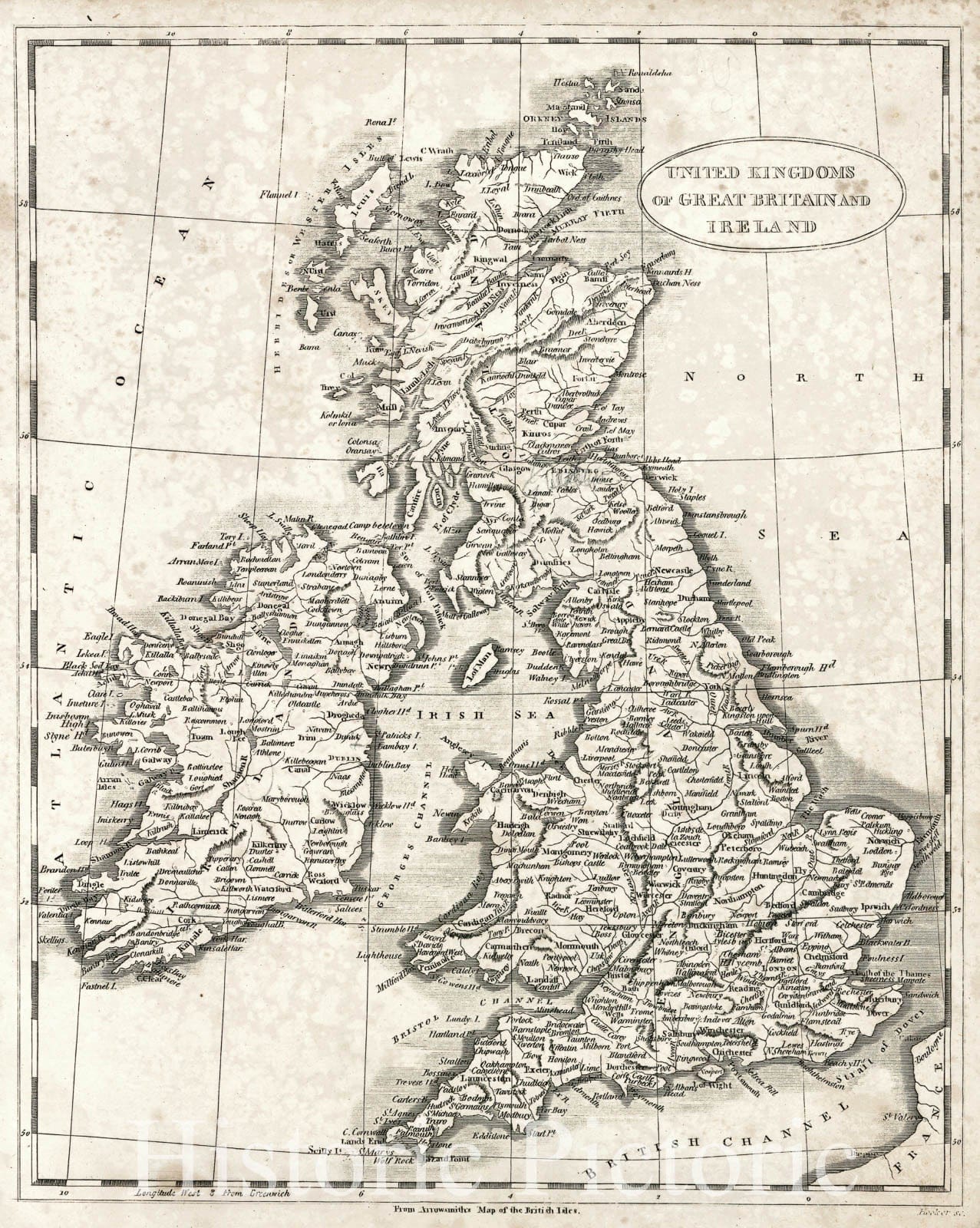 Historic Map : 1819 United Kingdoms or Great Britain and Ireland : Vintage Wall Art