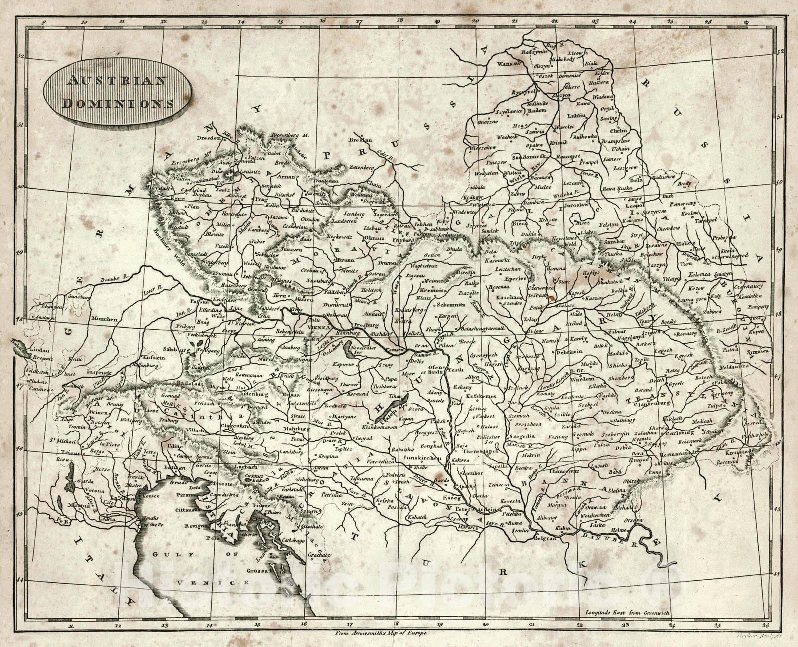 Historic Map : 1819 Austrian Dominions : Vintage Wall Art