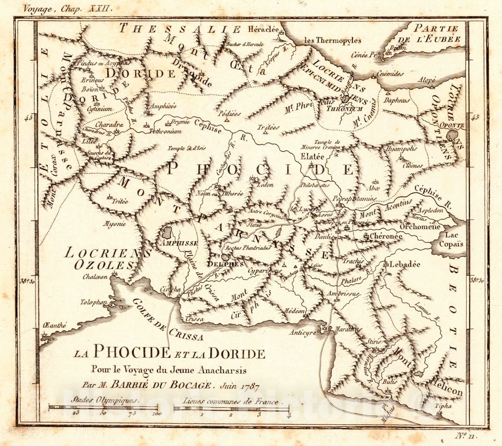 Historic Map : 1819 La Phocide et La Doride, Pour le Voyage du Jeune Anacharsis : Vintage Wall Art