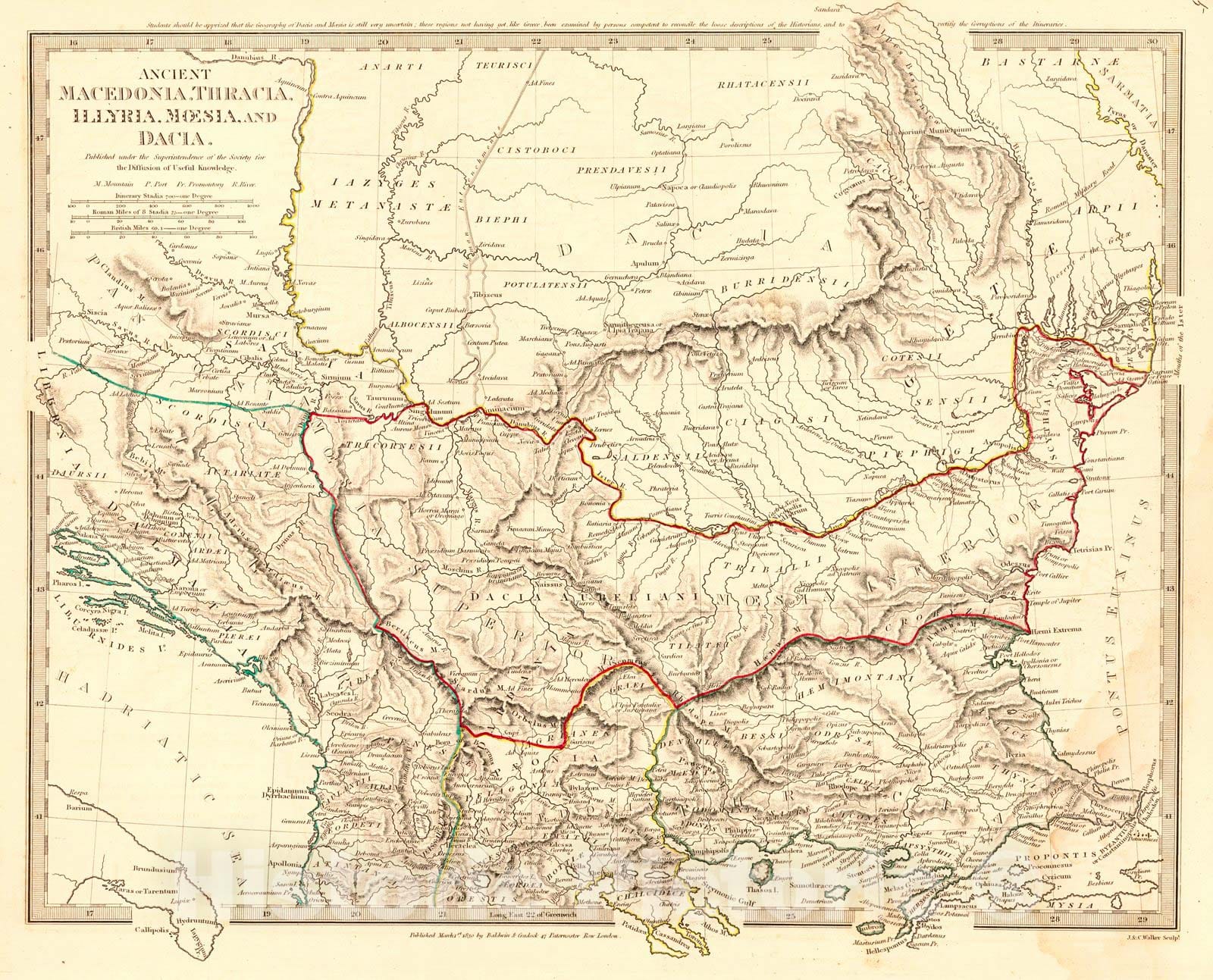 Historic Map : 1830 Ancient Macedonia, Thracia, Illyria, Moesia and Dacia : Vintage Wall Art