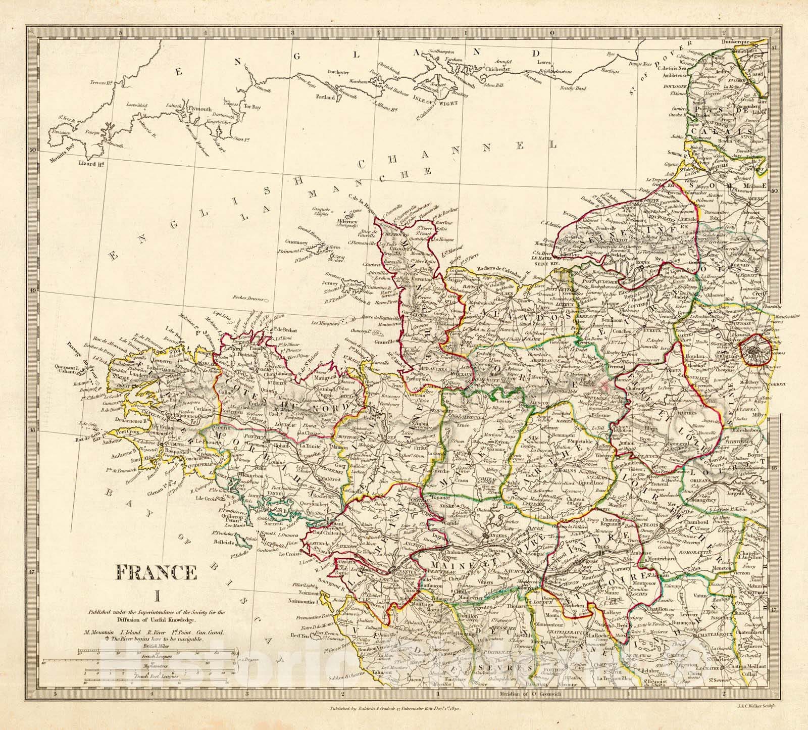 Historic Map : 1830 France I : Vintage Wall Art