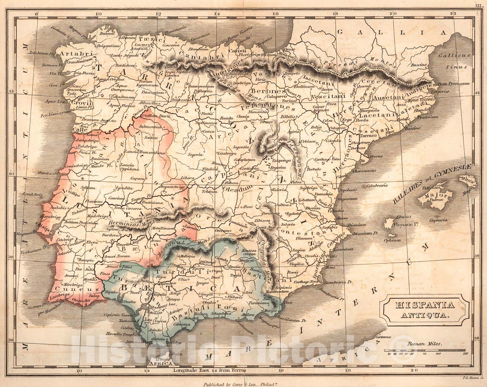 Historic Map : 1830 Hispania Antiqua : Vintage Wall Art