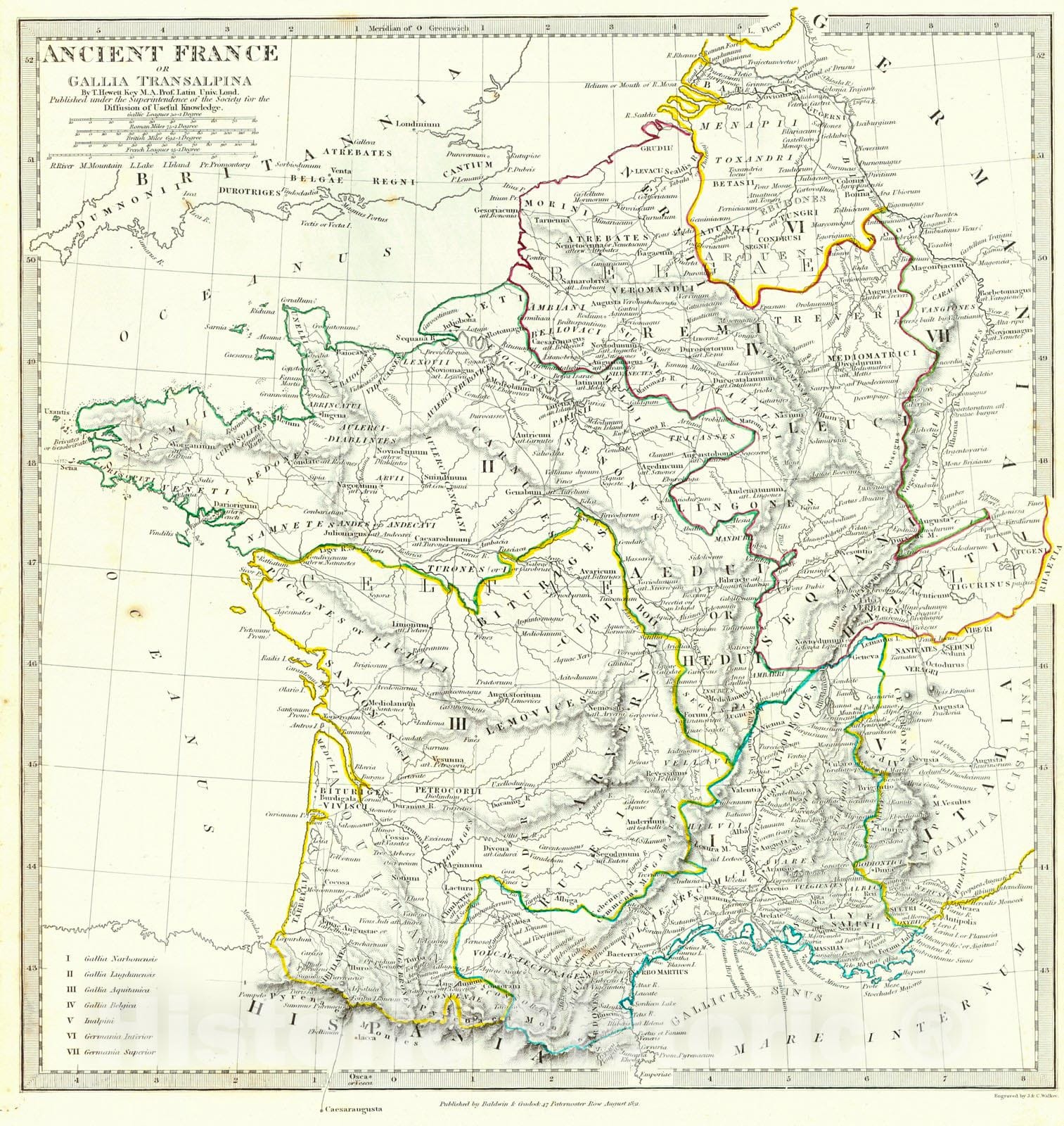 Historic Map : 1831 Ancient France or Gallia Tranalpina : Vintage Wall Art