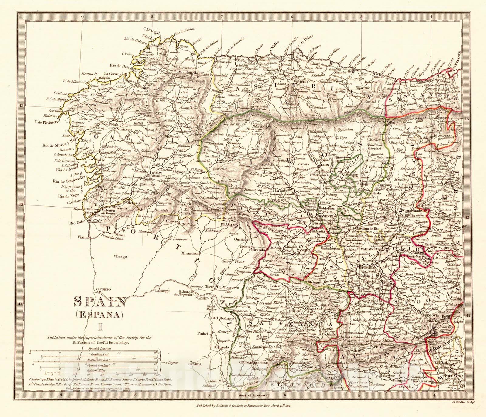 Historic Map : 1831 Spain (Espa&ntilde;a) I : Vintage Wall Art