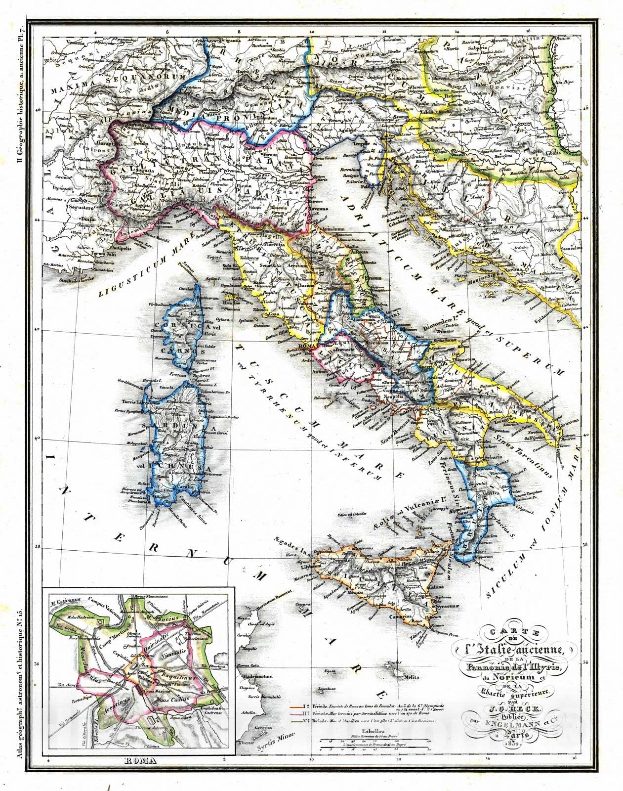 Historic Map : 1832 Carte General de L'Italie Ancienne, de la Panninie dil Illyrie : Vintage Wall Art
