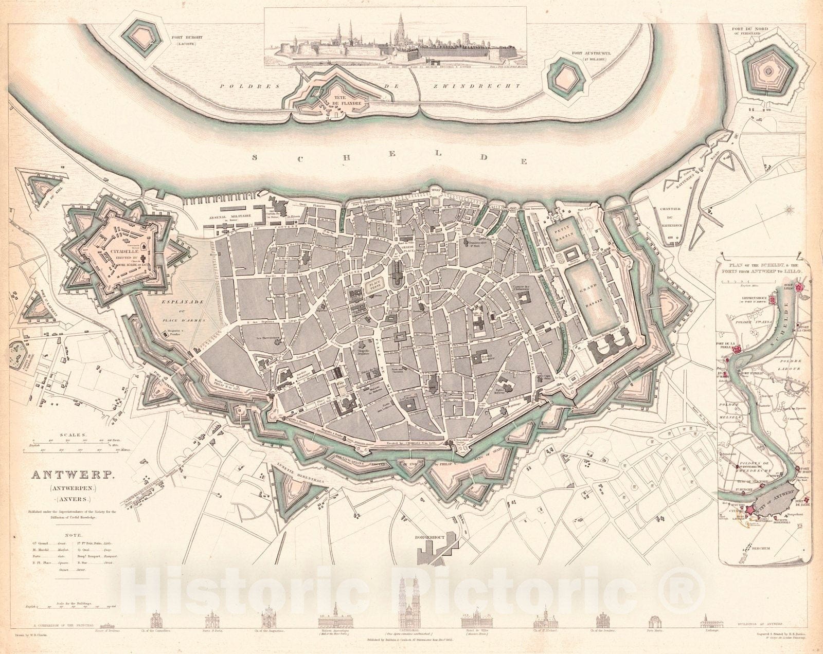 Historic Map : 1832 Antwerp : Vintage Wall Art