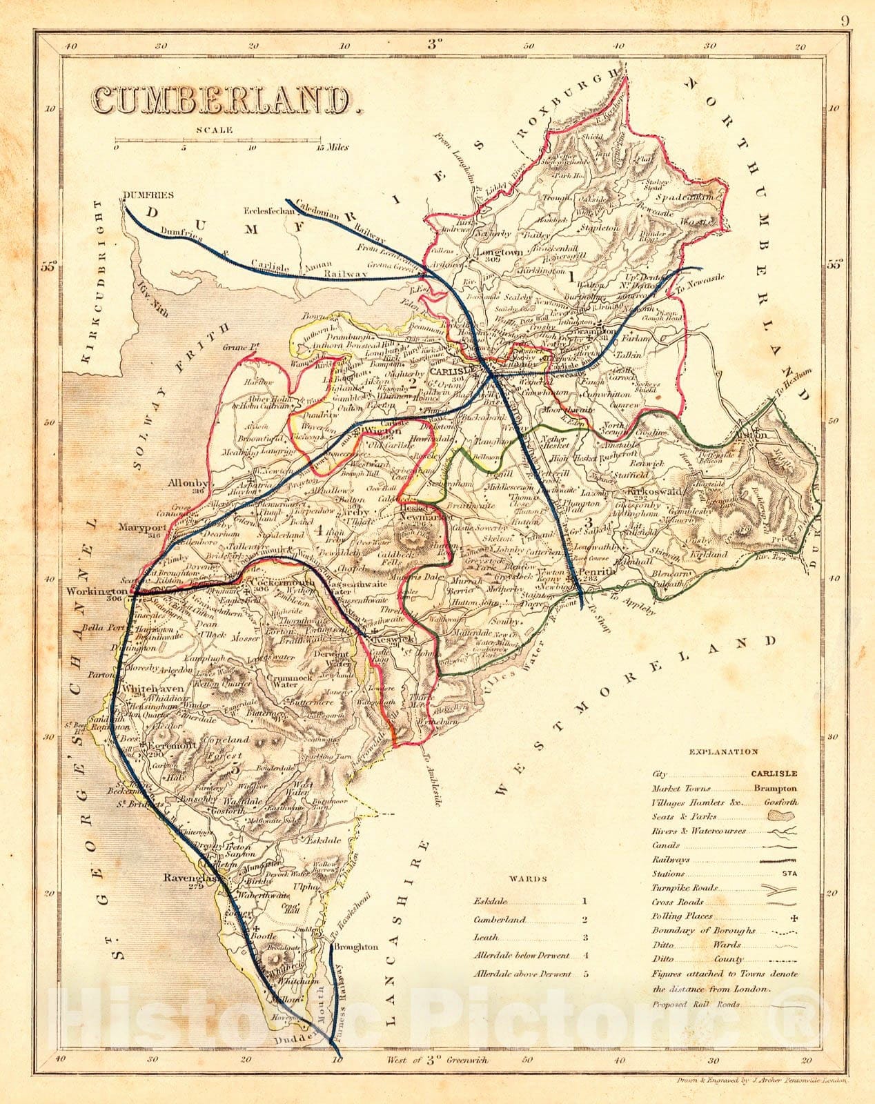 Historic Map : 1833 Cumberland : Vintage Wall Art