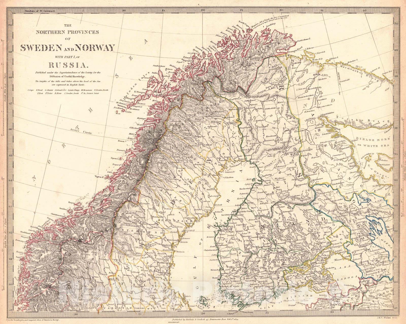 Historic Map : 1833 The Northern Provinces of Sweden and Norway with Part I of Russia : Vintage Wall Art