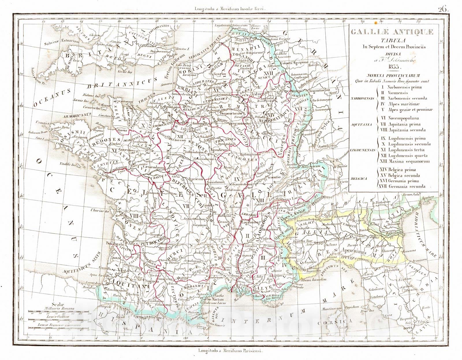 Historic Map : 1834 Galla Antiquae : Vintage Wall Art