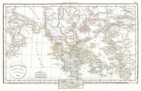 Historic Map : 1834 Graeciae Antique Mappa Nova : Vintage Wall Art