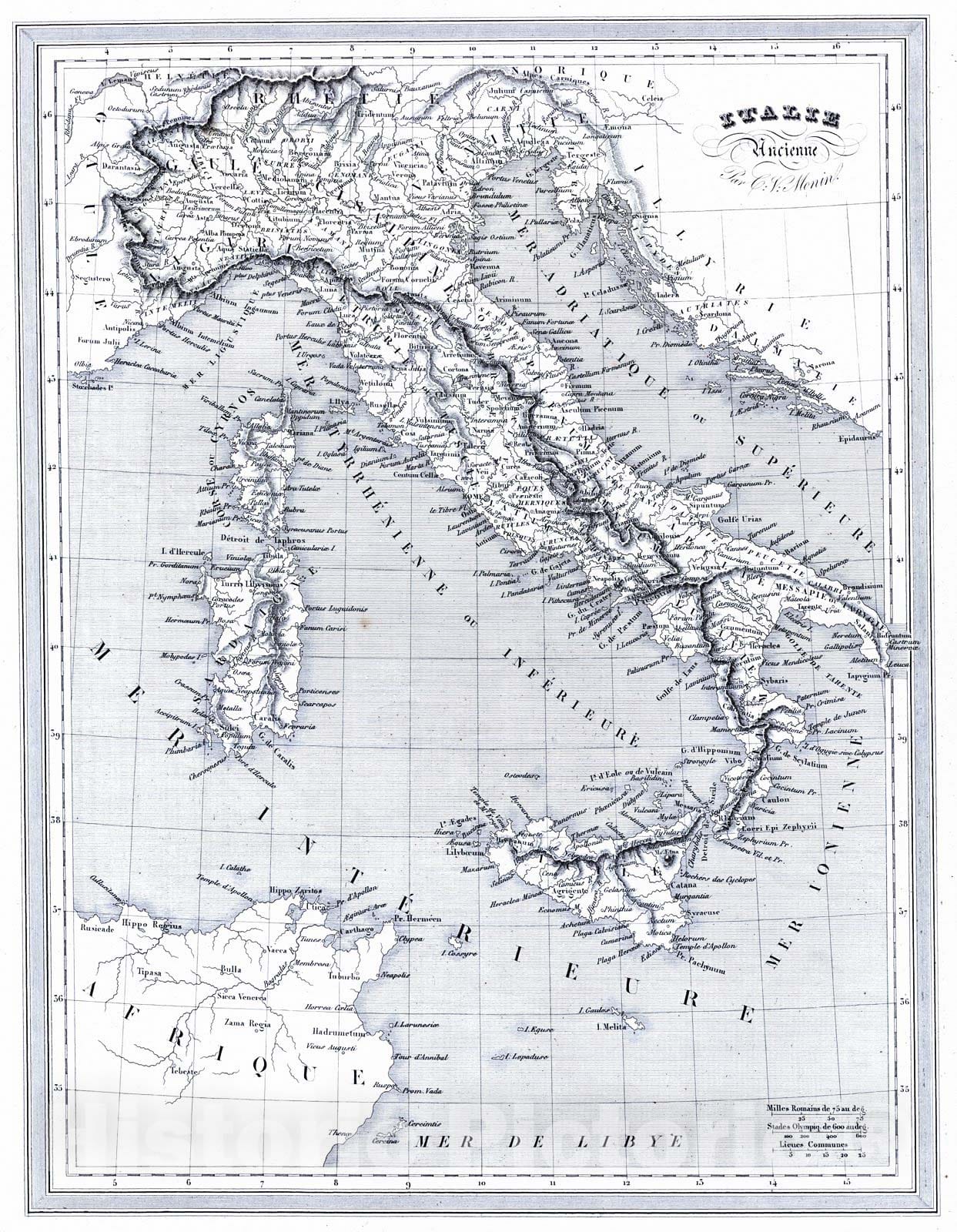 Historic Map : 1837 Italie Ancienne : Vintage Wall Art