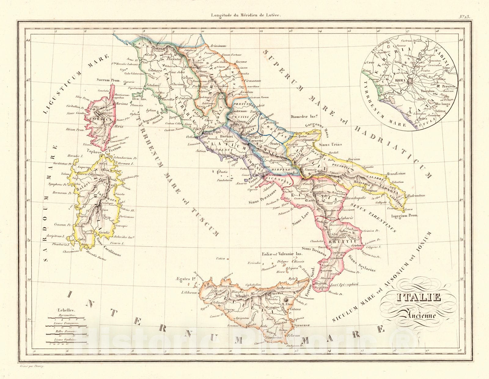 Historic Map : 1837 Italie Ancienne : Vintage Wall Art