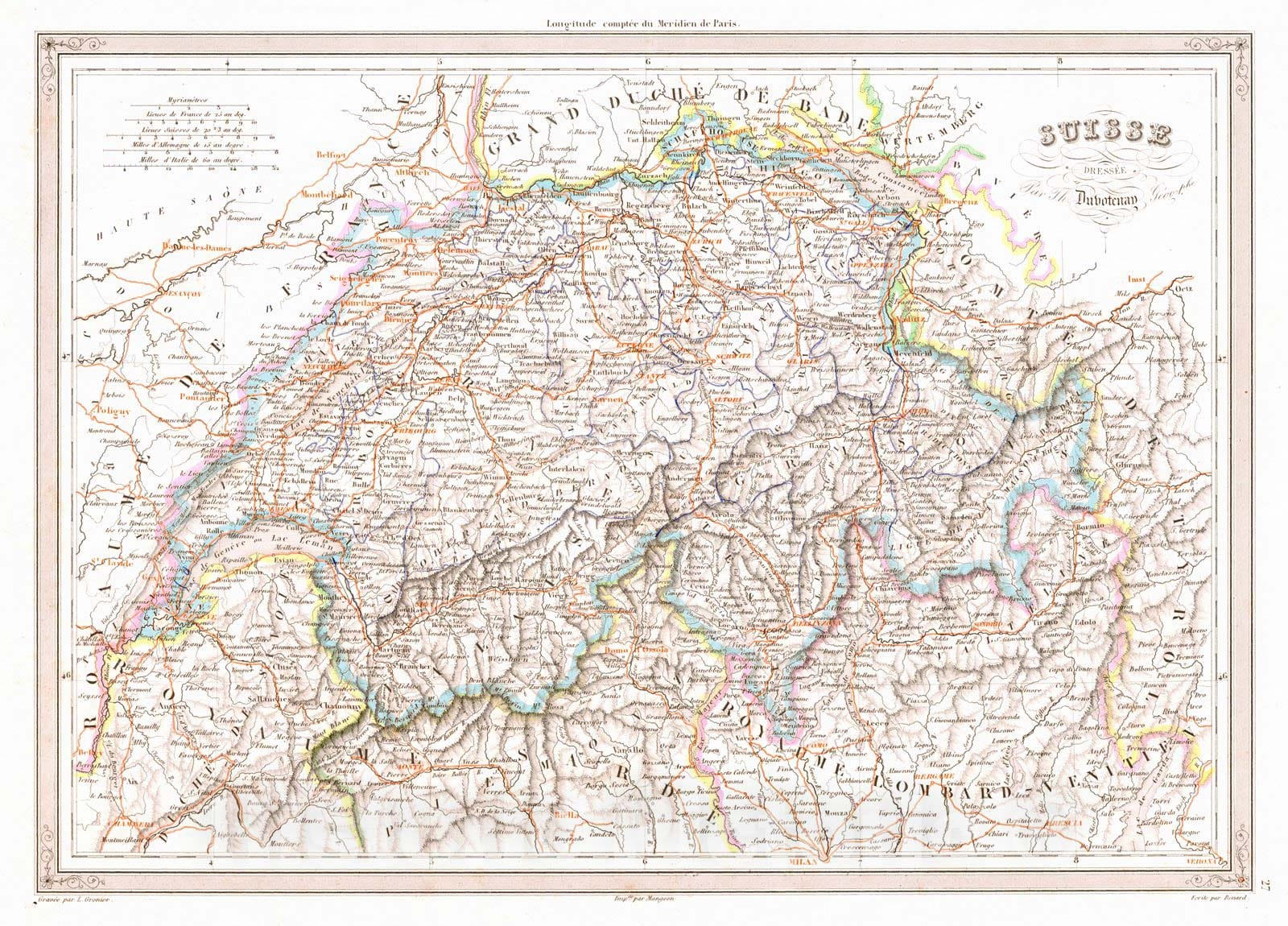 Historic Map : 1840 Suisse : Vintage Wall Art