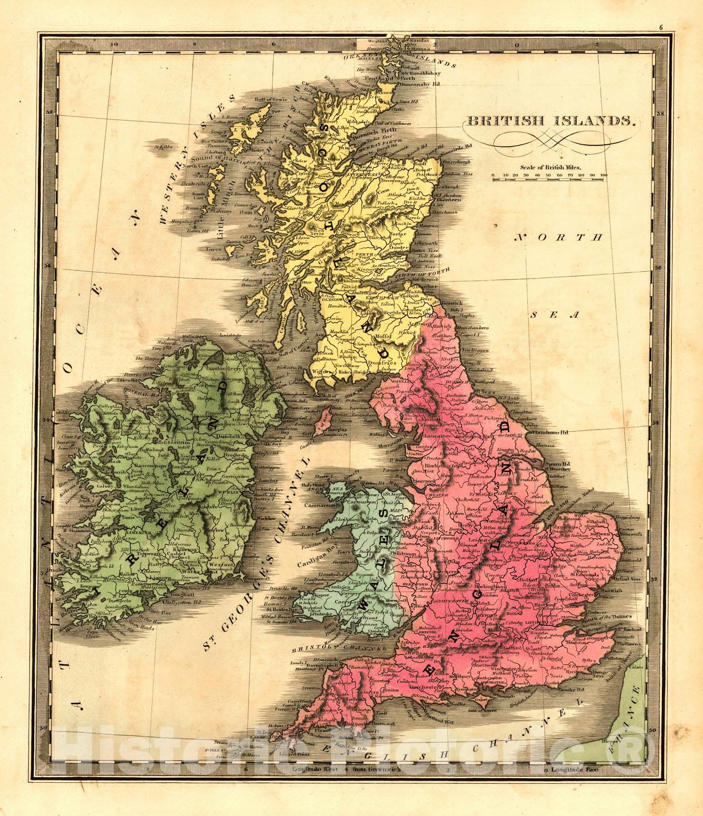 Historic Map : 1840 British Isles : Vintage Wall Art