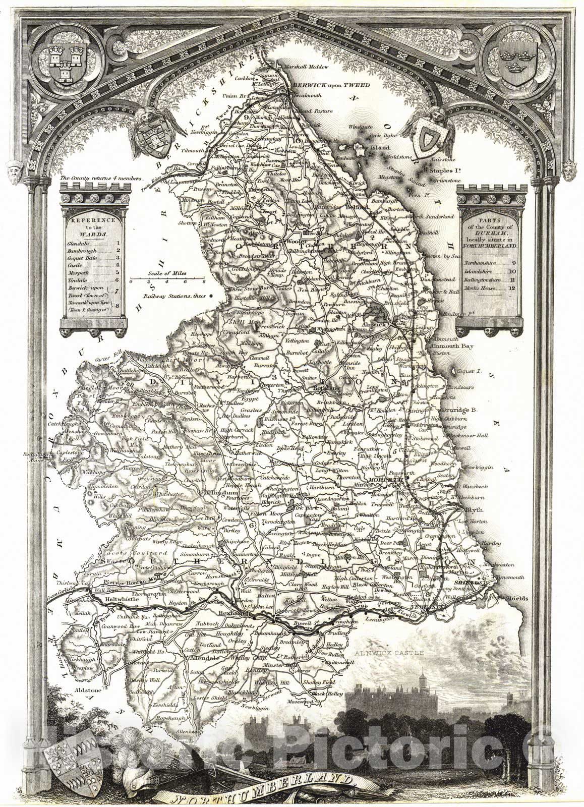 Historic Map : 1840 Northumberland : Vintage Wall Art