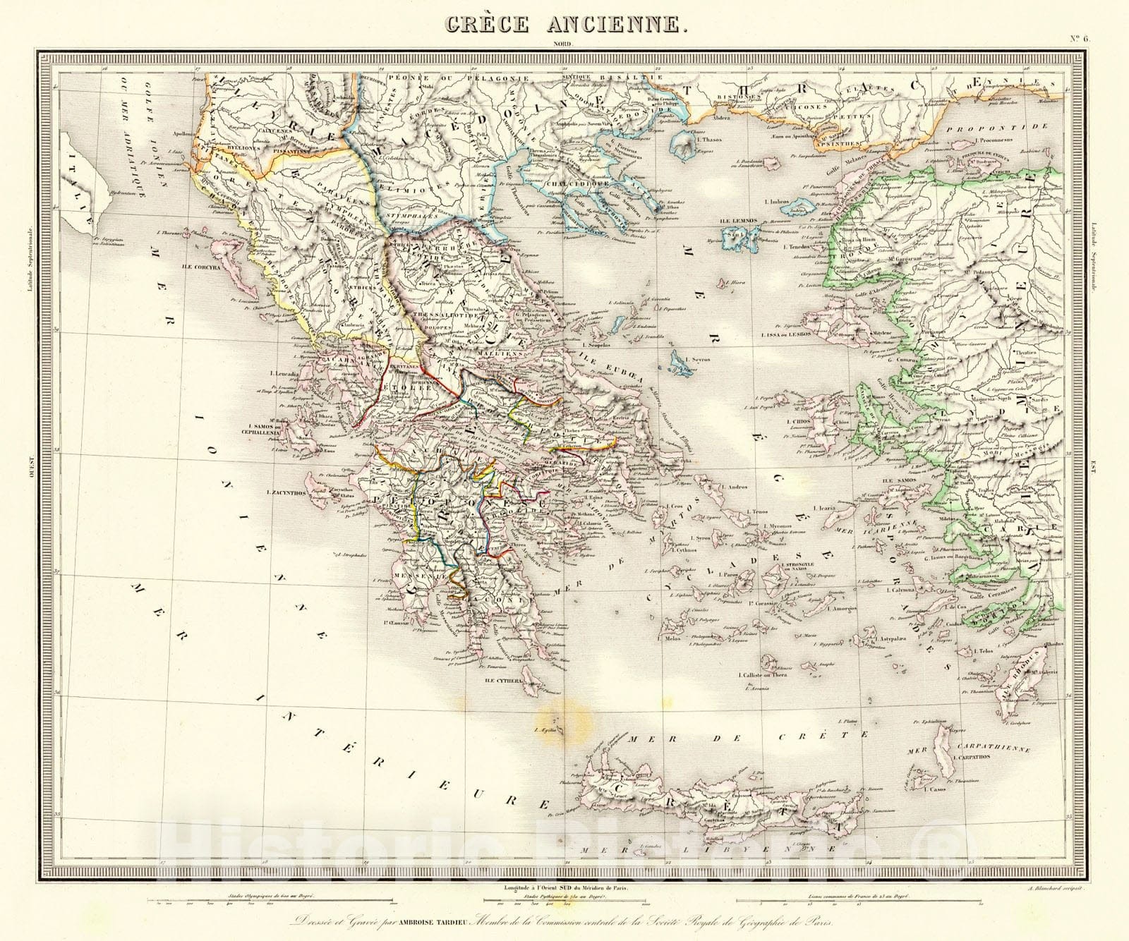 Historic Map : 1842 Grece Ancienne : Vintage Wall Art