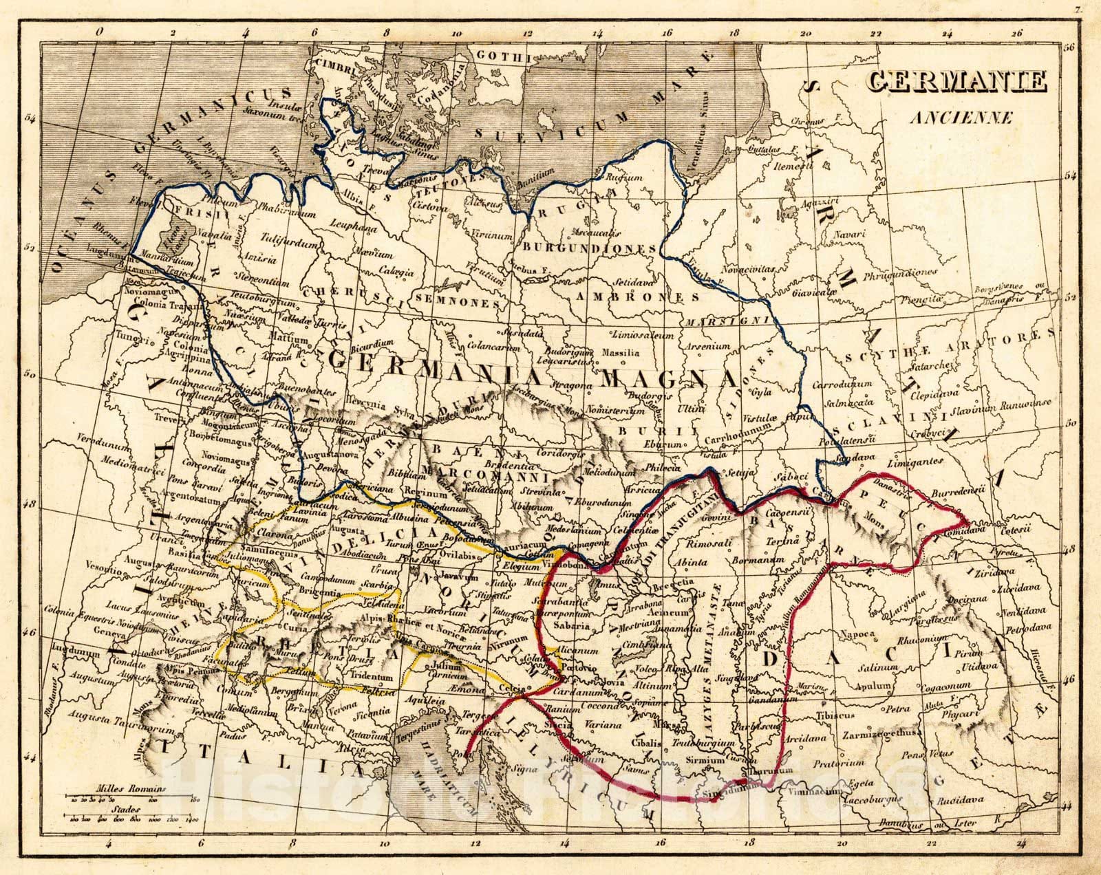 Historic Map : 1845 Germanie Ancienne : Vintage Wall Art