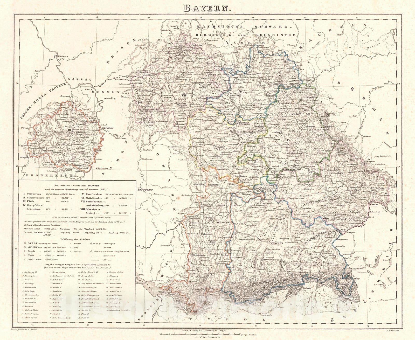 Historic Map : 1847 Bayern : Vintage Wall Art