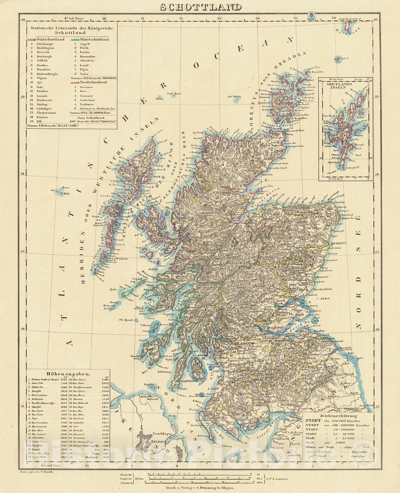 Historic Map : 1847 Schottland : Vintage Wall Art