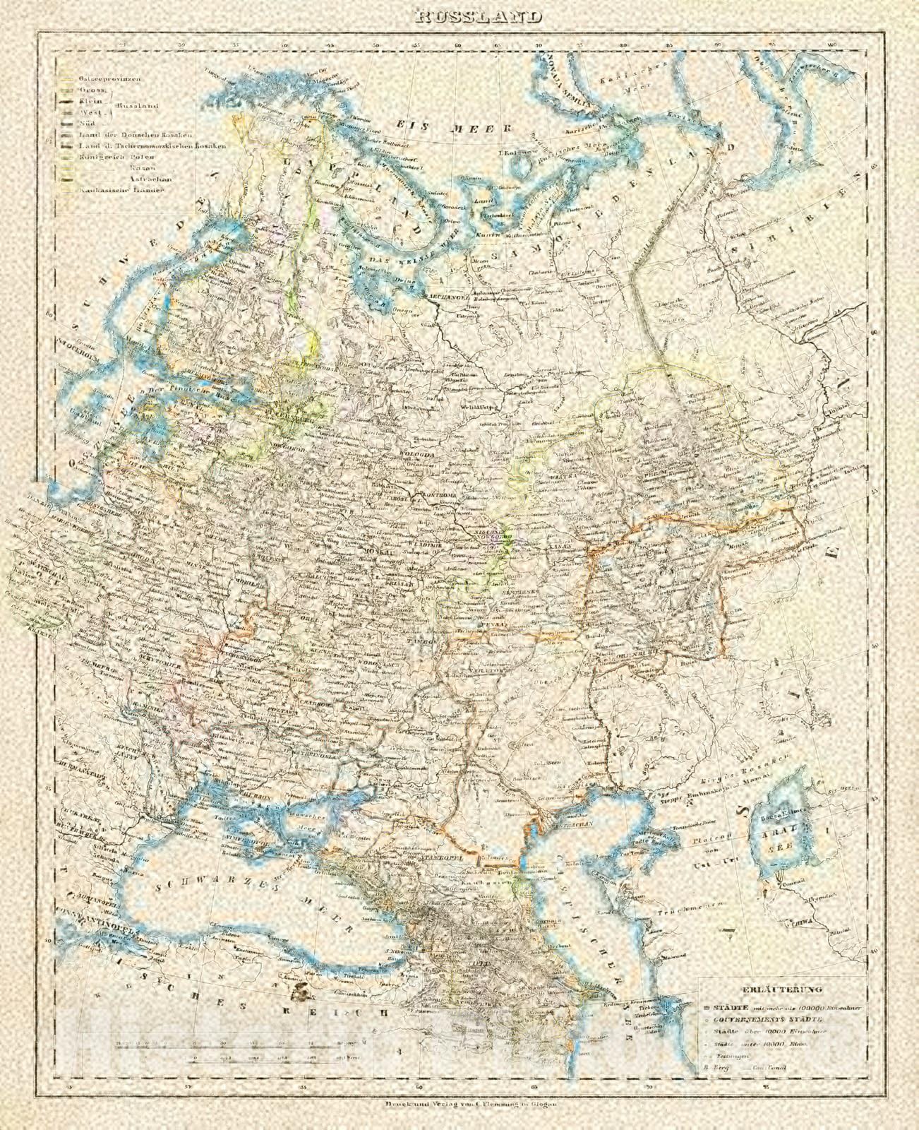 Historic Map : 1847 Russland : Vintage Wall Art