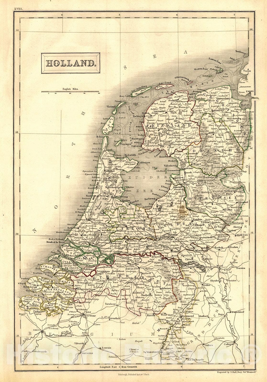 Historic Map : 1847 Holland : Vintage Wall Art