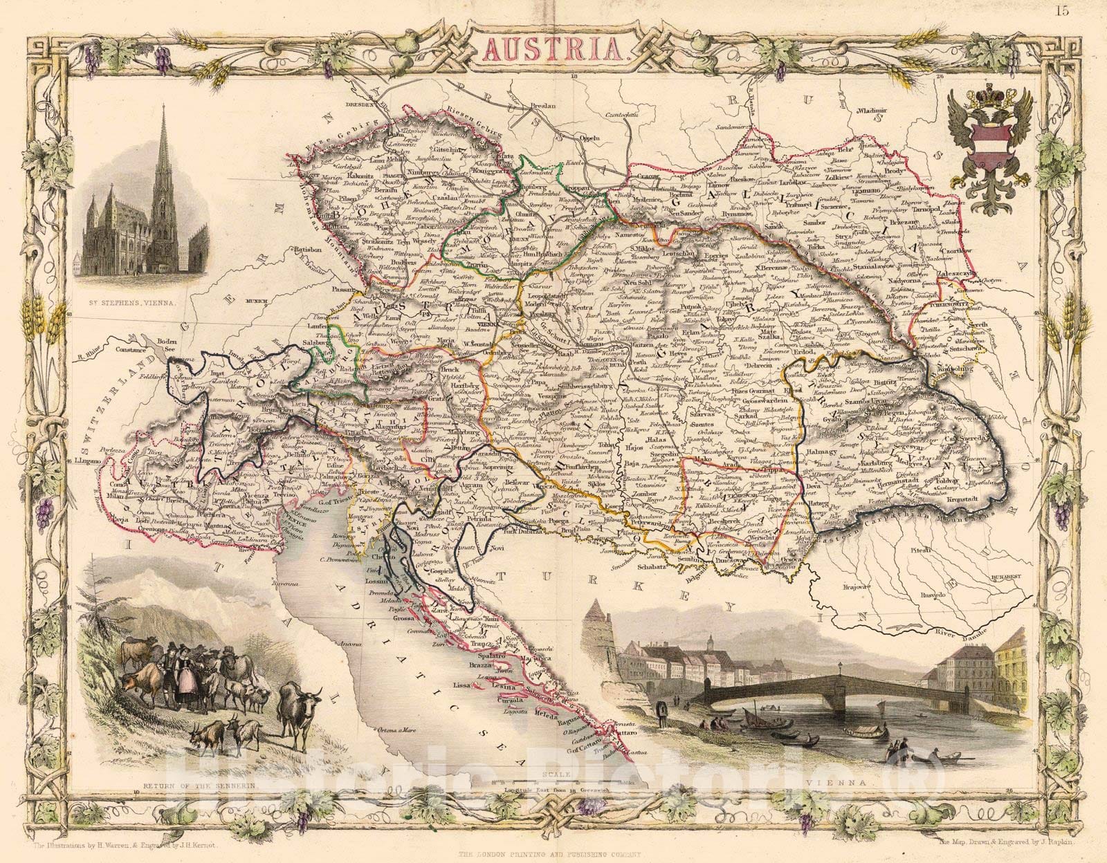 Historic Map : 1850 Austria : Vintage Wall Art
