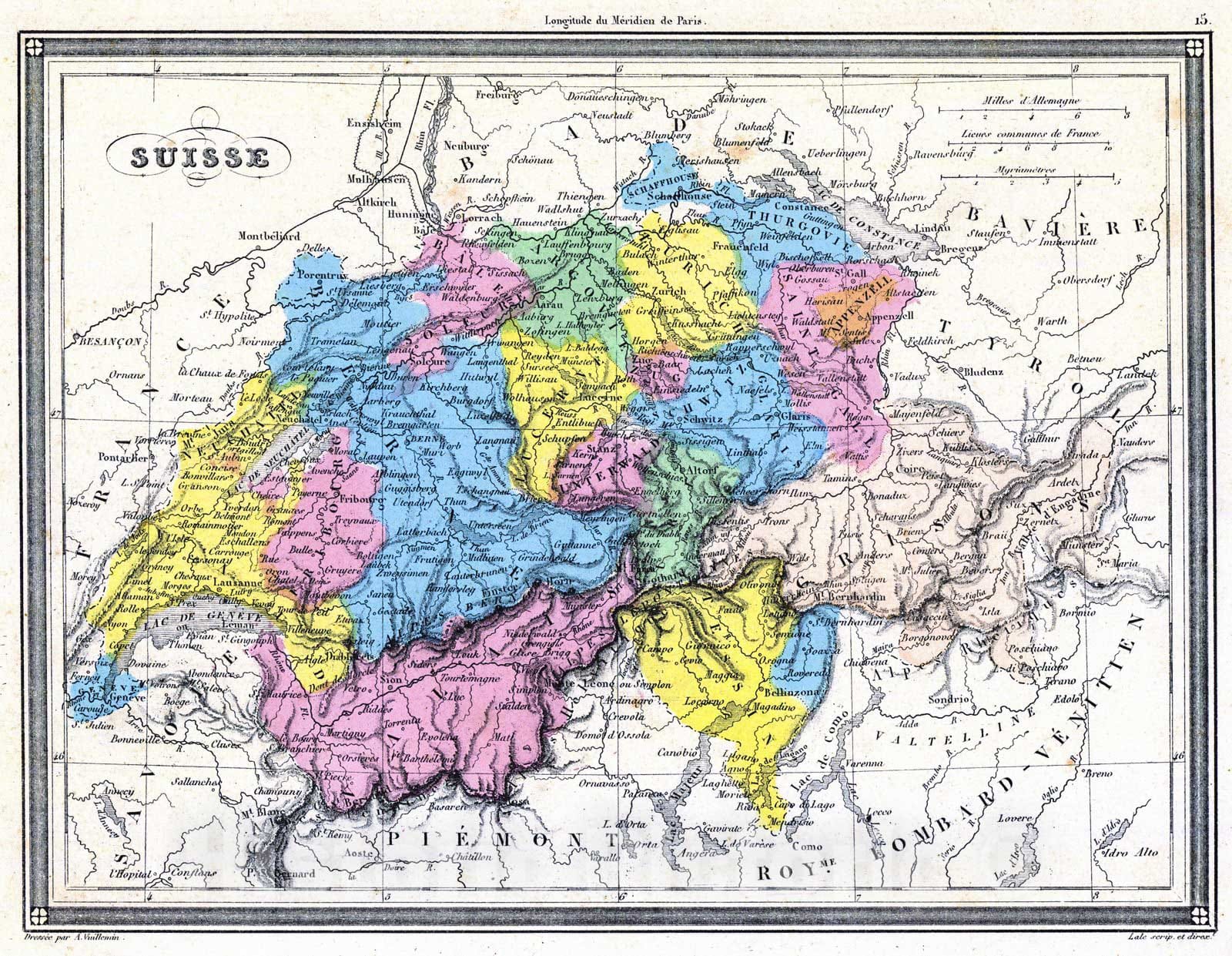 Historic Map : 1850 Suisse : Vintage Wall Art