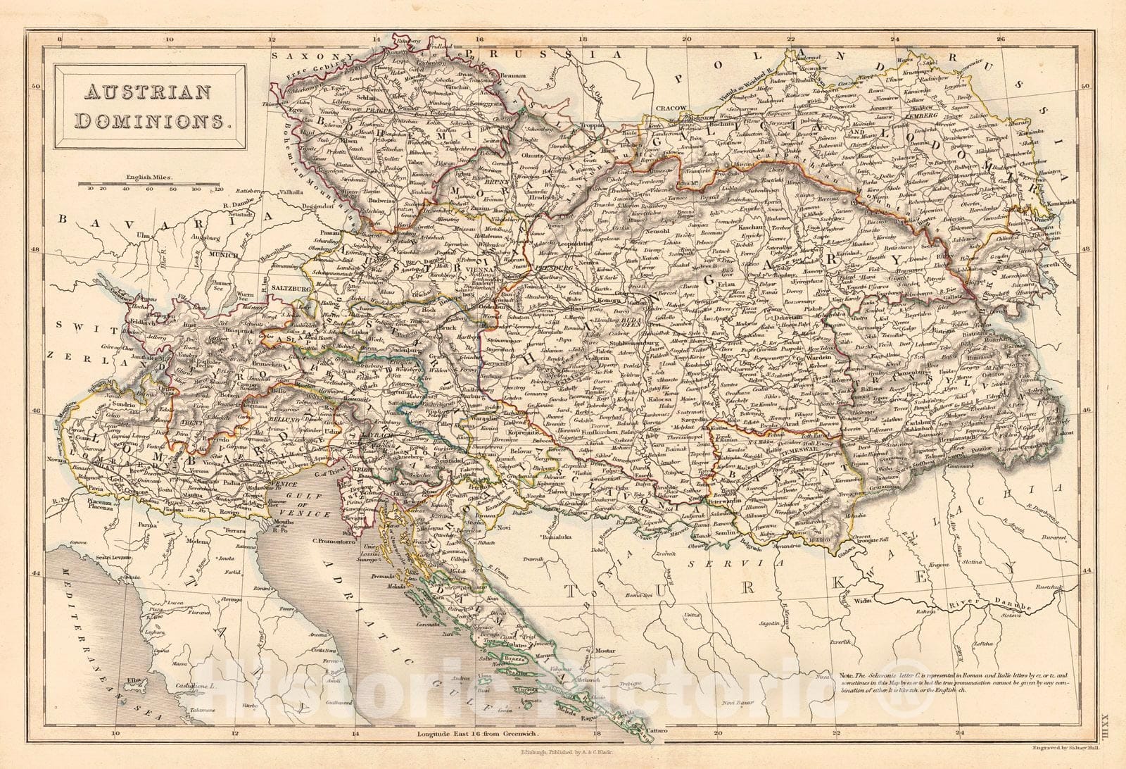 Historic Map : 1856 Austrian Dominions : Vintage Wall Art