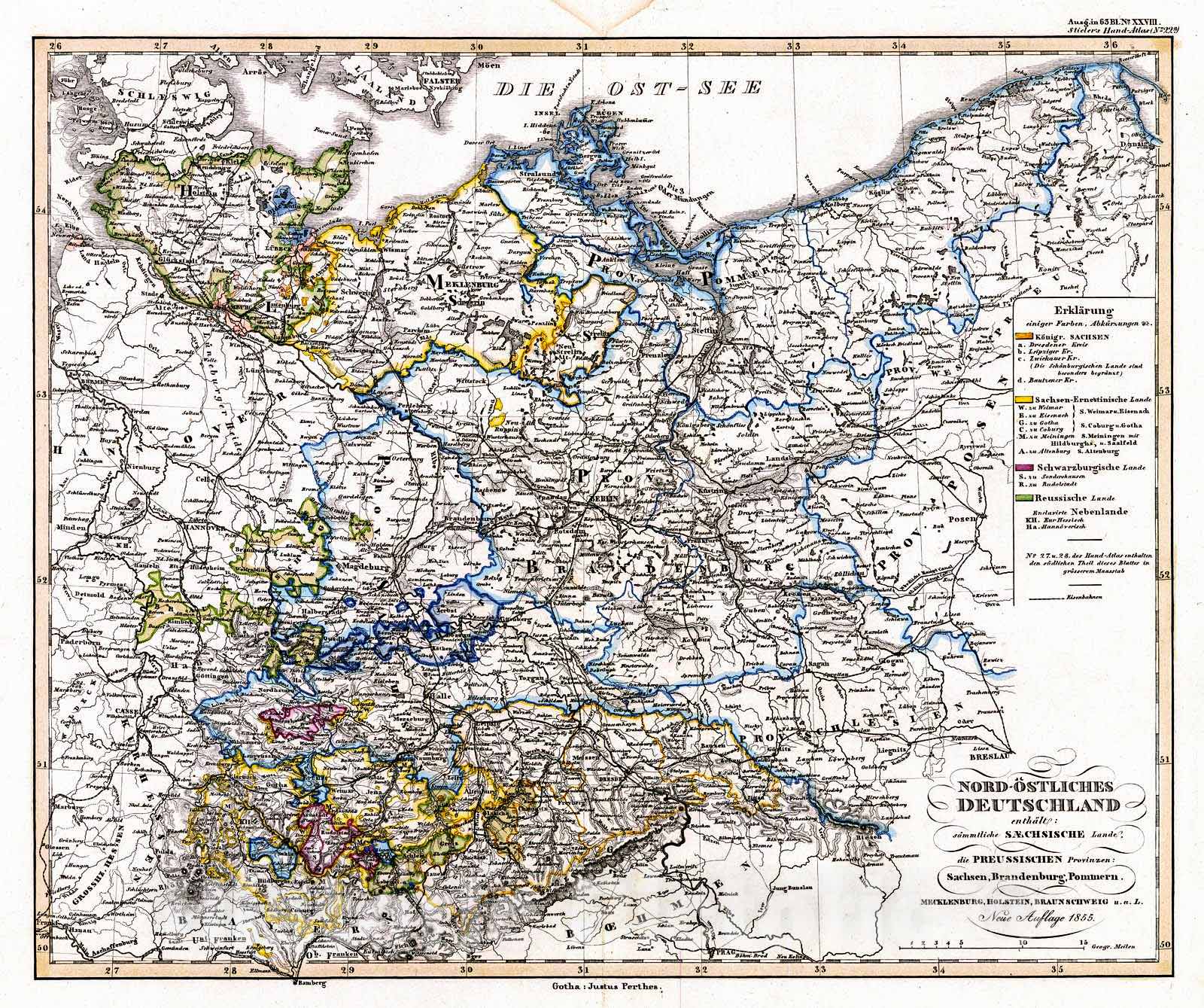 Historic Map : 1856 Nord-Ostliches Deutshland : Vintage Wall Art