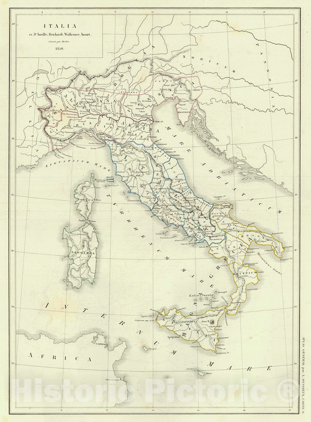 Historic Map : 1856 Italia : Vintage Wall Art