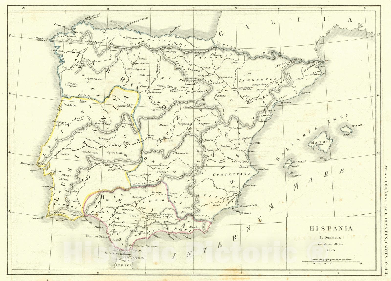 Historic Map : 1856 Hispania : Vintage Wall Art