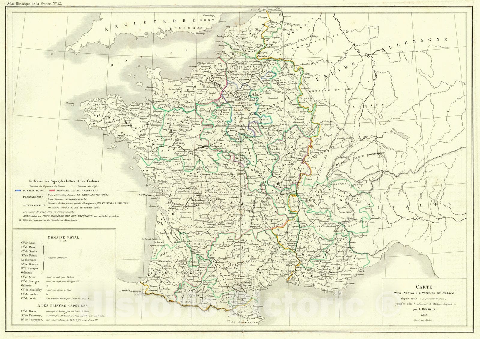 Historic Map : 1856 Carte Pour Servir a L'Histoire de France depuis 1093 : Vintage Wall Art