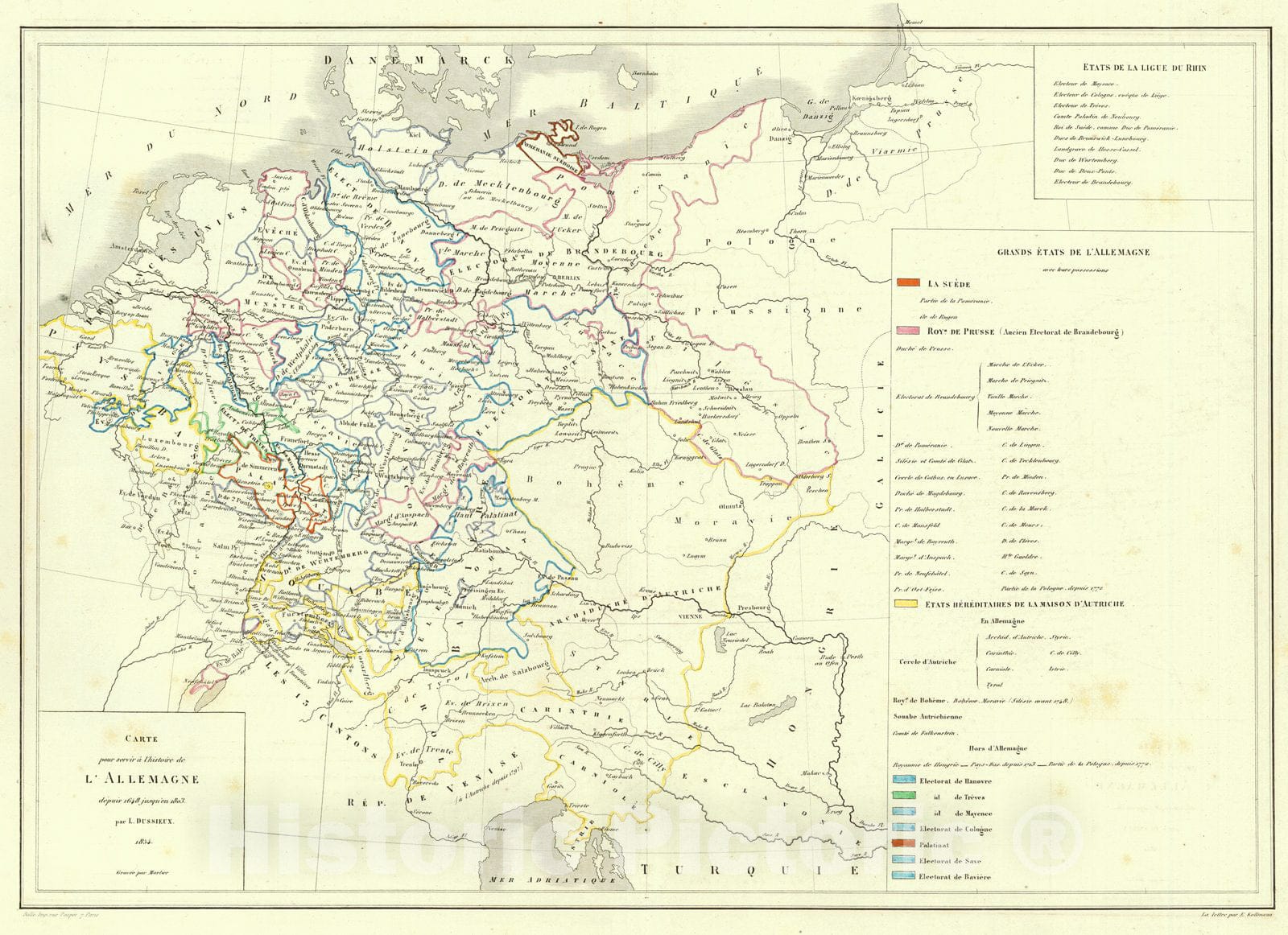 Historic Map : 1856 Carte pour servir a l'histoire de L'Allemagne depuis 1648 jusqu en 1803 : Vintage Wall Art